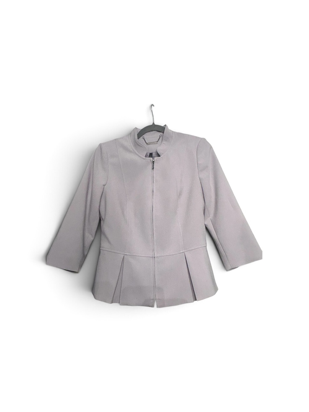 White House Black Market Peplum Jacket Mandarin Collar Lilac Size 4 - Picture 2 of 6